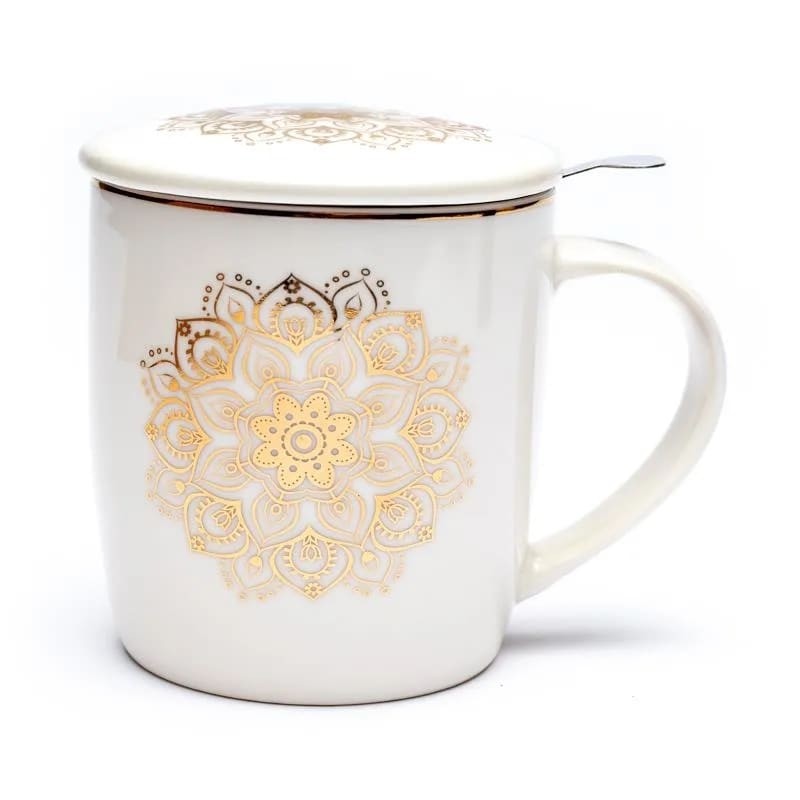 Tasse à thé mug infuseur Mandala turquoise - La Tortue de Jade